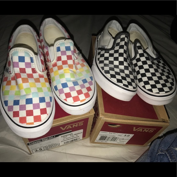 kids rainbow slip on vans